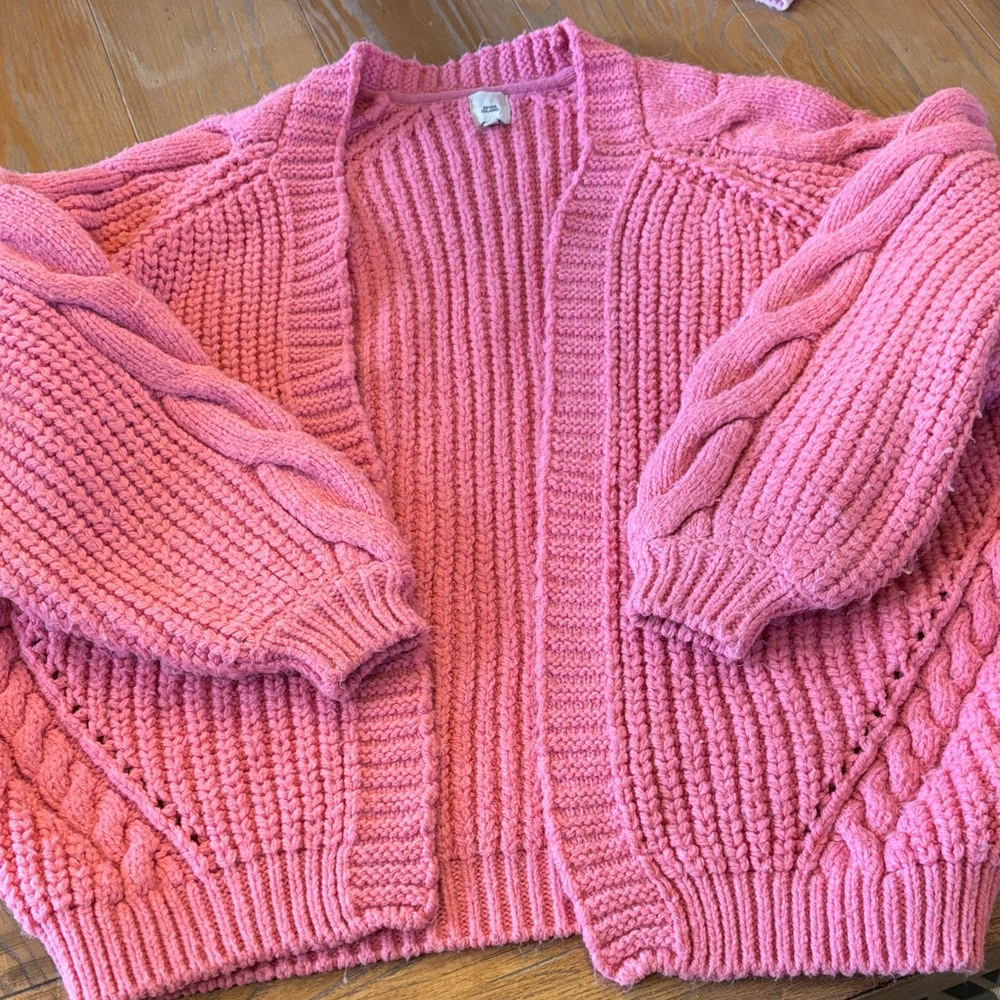 River Island Chunky Open Cardigan in Pink